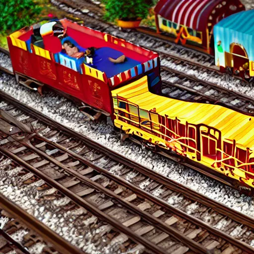 Prompt: half train half circus, highly detailed, 4k