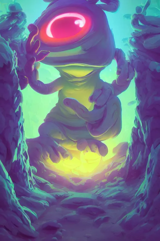 Image similar to smurf ghost creature animal sushi cristal very big eye roots cactus elemental flush of force nature micro world fluo fishscale, behance hd by jesper ejsing, by rhads, makoto shinkai and lois van baarle, ilya kuvshinov, rossdraws radiating a glowing aura global illumination ray tracing hdr