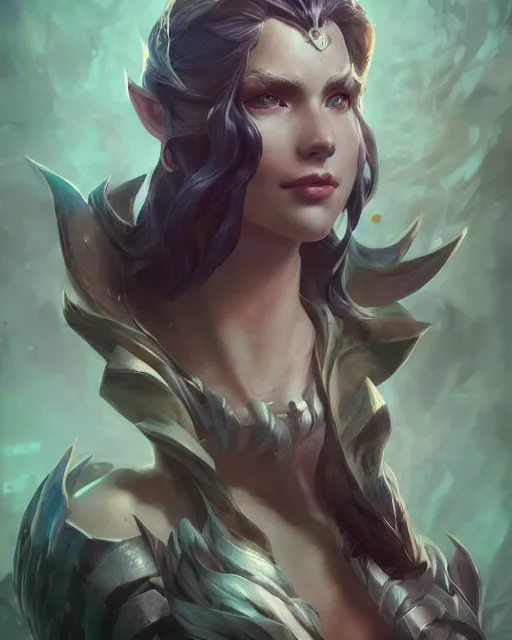 Image similar to league of legends portrait, au naturel, hyper detailed, digital art, trending in artstation, cinematic lighting, studio quality, smooth render, unreal engine 5 rendered, octane rendered, art style by klimt and nixeu and ian sprigger and wlop and krenz cushart.