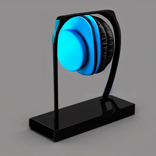 Image similar to headphone stand, futuristic, techno, cyberpunk, product design, 3 d render, 3 d concept, 3 d product render, isometric design, fun, swag