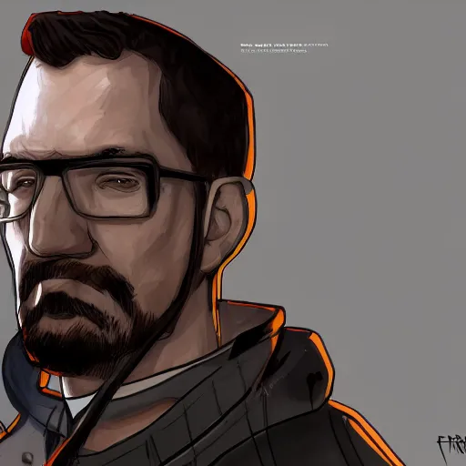 Image similar to A beautiful illustration and portrait of gordon freeman, trending on artstation