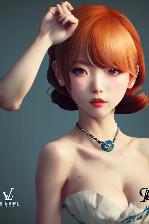 Prompt: a pin up and beautiful fashion charming dreamlke japan girl with lv jewelry, character art, art by wlop and and ilya kuvshinov, hyperdetailed, 8 k realistic, symmetrical, frostbite 3 engine, cryengine, dof, trending on artstation, digital art