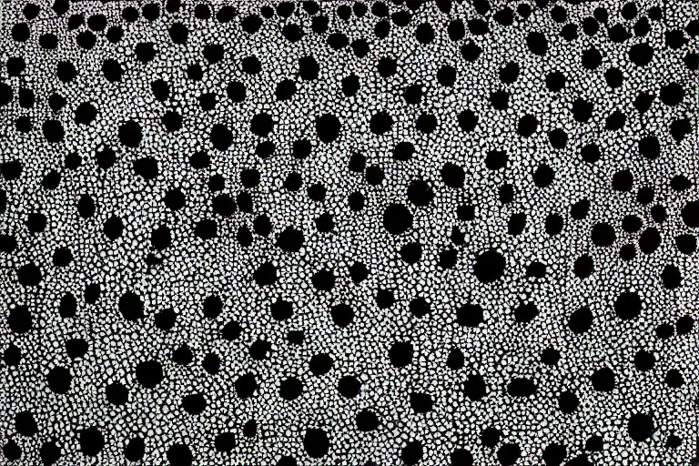 Image similar to black figure, faceless people dark, dots, drip, stipple, pointillism, technical, abstract, minimal, style of francis bacon, asymmetry, pulled apart, cloak, hooded cowl, made of dots, abstract, balaclava, colored dots, sploch