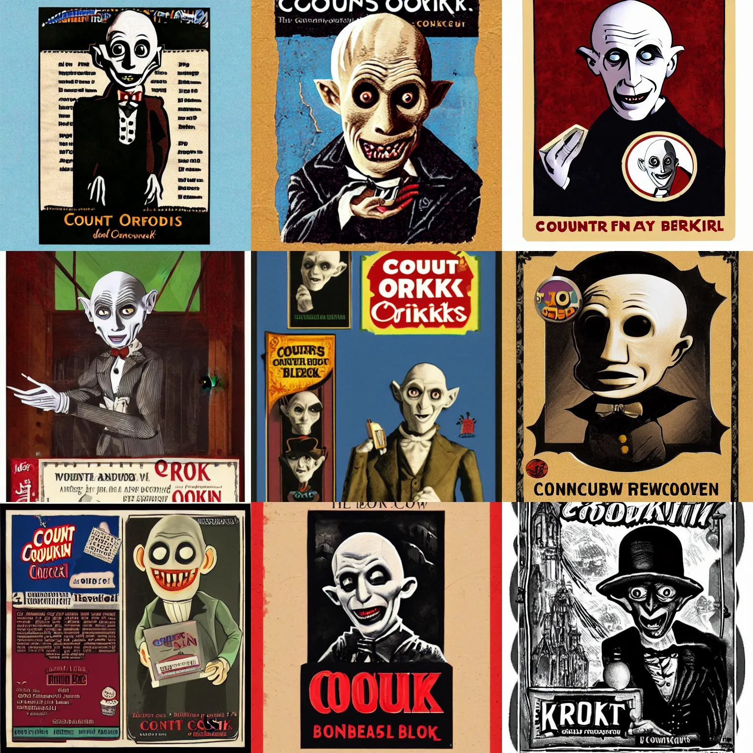 Prompt: count orlok cereal box