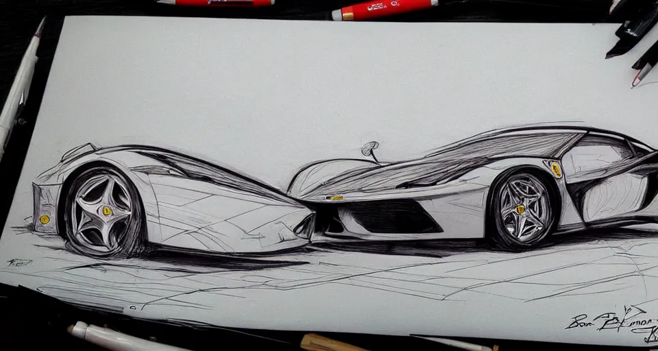 Image similar to An automotive sketch by Bertone, Marker sketch, ferrari style, automotive design