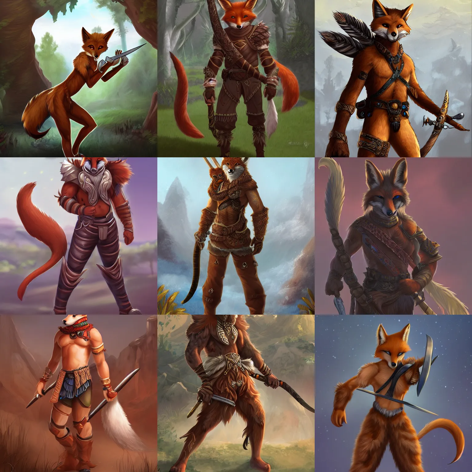 Prompt: award-winning extremely detailed FurAffinity fantasy art of a handsome cute male anthro anthro warrior fox with a long tail, 4k, trending on FurAffinity