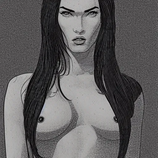 Image similar to “ megan fox retro minimalist portrait by jean giraud, moebius starwatcher comic, 8 k ”