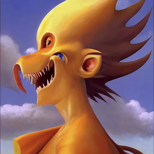 Image similar to aesthetic by christophe vacher, by jean - antoine watteau monster rancher, sonic the hedgehog. a beautiful digital art of a giant head. the head is bald & has a big nose. the eyes are wide open & have a crazy look. the mouth is open & has sharp teeth. the neck is long & thin.