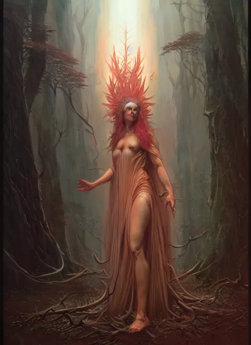 Image similar to Goddess of the forest, trending on Artstation, Greg Rutkowski, Wayne Barlowe