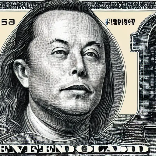 Image similar to Elon musk on the Mars Dollar bill