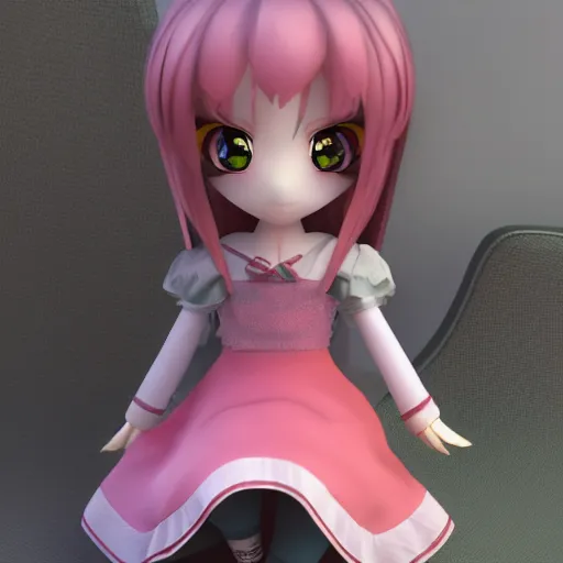 Image similar to cute fumo plush of a girl from the top of a large tower, long hair, princess, outline glow, particle simulation, vray