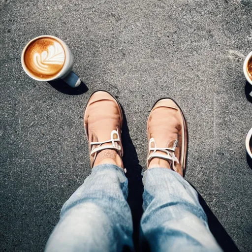 Prompt: time stop photo of man stumble and drop all his coffe food