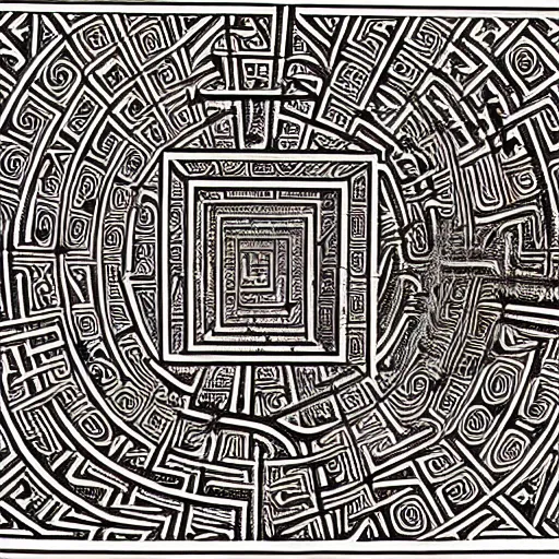 Prompt: interior of an evil egyptian heiroglyphic maze covered in mysterious hidden eye symbols, hyper detailed