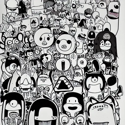 Image similar to Extremely detailed manga drawing of the cartoon Adventure Time