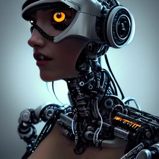 Image similar to Perfectly-Centered Portrait of a Robotic Cyberpunk Female Humanoid-Cat, intricate, elegant, super highly detailed, professional digital painting, artstation, concept art, smooth, sharp focus, no blur, no dof, extreme illustration, Unreal Engine 5, Photorealism, HD quality, 8k resolution, cinema 4d, 3D, beautiful, cinematic, art by artgerm and greg rutkowski and alphonse mucha and loish and WLOP