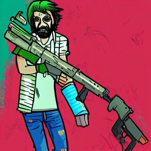 Prompt: gabriel boric as a character in Hotline miami (game)