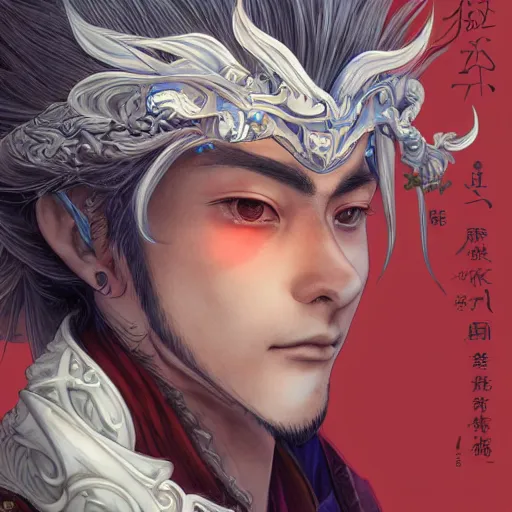 Image similar to an immortal xianxia cultivator as an absurdly handsome, elegant, young anime man, ultrafine hyperrealistic detailed face illustration by kim jung gi, irakli nadar, intricate linework, sharp focus, bright colors, matte, final fantasy, unreal engine highly rendered, global illumination, radiant light, intricate environment