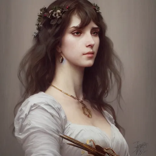 Prompt: portrait of a psych girl with her mad cat, intricate, elegant, highly detailed, digital painting, artstation, concept art, smooth, sharp focus, illustration, art by artgerm and greg rutkowski and alphonse mucha and william - adolphe bouguereau