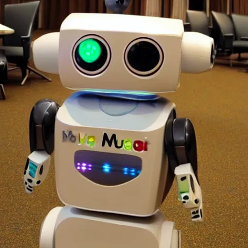 Prompt: <robot musthug wants=hug expression='give hug' location='las vegas convention center'>cute little robot</robot>