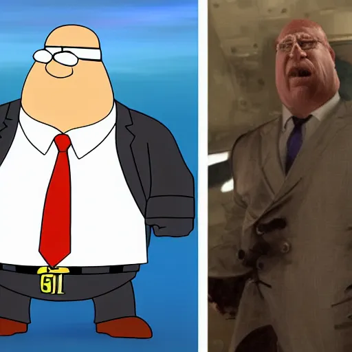 Prompt: Senator Armstrong from metal gear rising vs Peter griffin from family guy-n 9