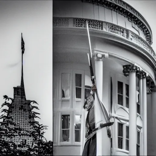 Prompt: gandalf attacks the white house, ( eos 5 ds r, iso 1 0 0, f / 8, 1 / 1 2 5, 8 4 mm, postprocessed, crisp face, facial features )