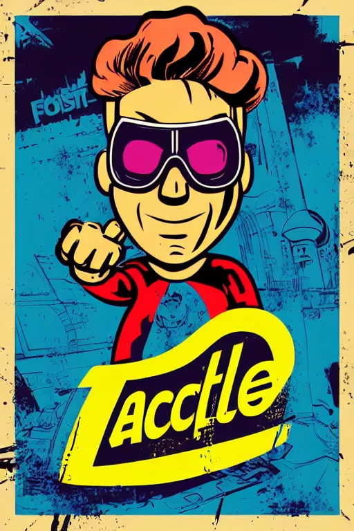 Image similar to fallout 7 6 retro futurist illustration art by butcher billy, sticker, colorful, illustration, highly detailed, simple, smooth and clean vector curves, no jagged lines, vector art, smooth andy warhol style