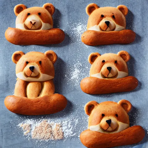 Image similar to a photo of cute bears baking bread