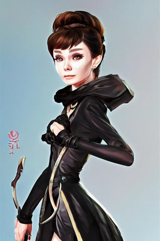 Image similar to Audrey Hepburn in a blade and soul spinoff artbook rendered by the artist Hyung tae Kim, trending on Artstation by Hyung tae Kim, Hardy Fowler, artbook, Taran Fiddler and Tin Brian Nguyen