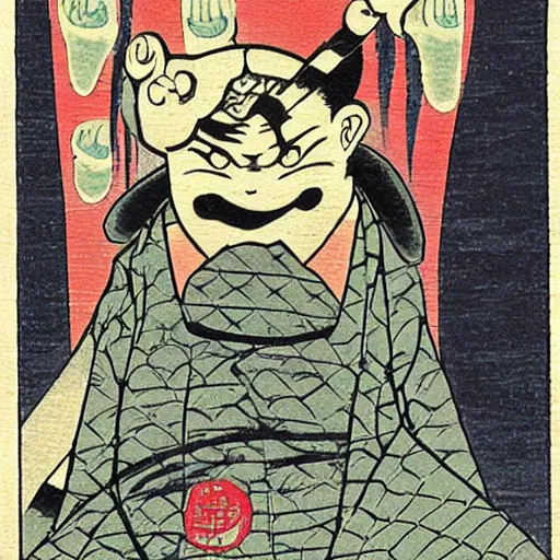 Image similar to a yokai illustration by Gojin Ishihara