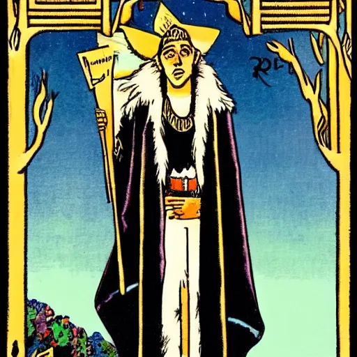 Prompt: G-Eazy in Thoth tarot deck, style of Lady Frieda Harris, 4K