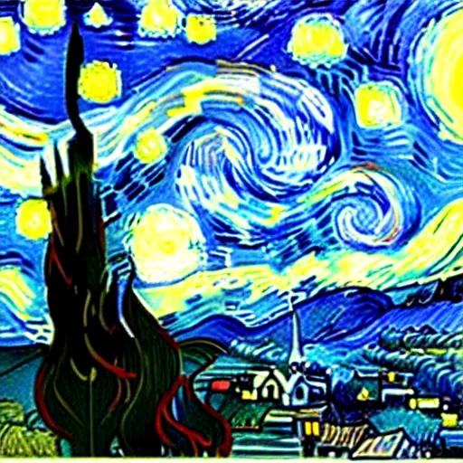 Prompt: starry night by picasso