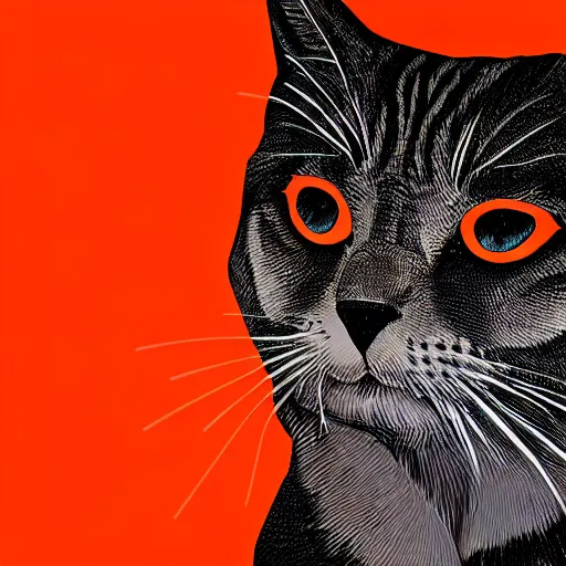 Image similar to orange to red gradient low poly art of cat