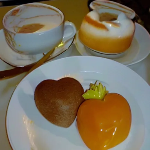 Prompt: creme tangerine and montelimar a ginger sling with a pineapple heart coffee dessert, yes, you know it's good news but you'll have to have them all pulled out after the savoy truffle