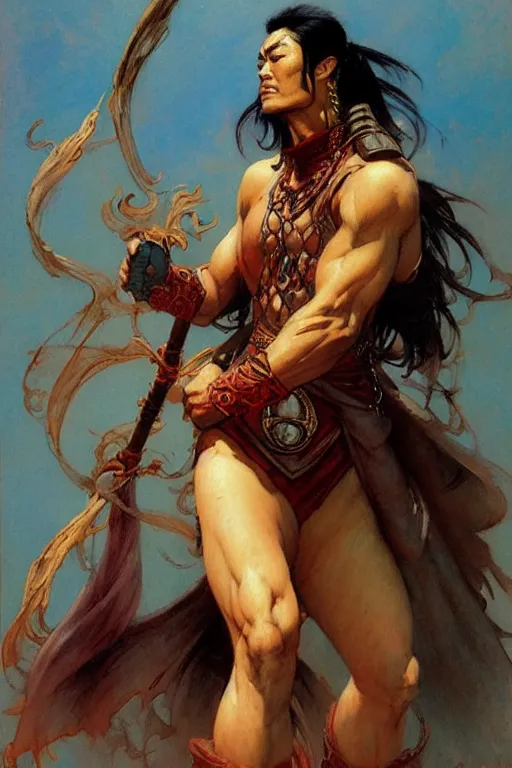 Image similar to male, wuxia, character design, painting by gaston bussiere, katsuya terada, frank frazetta, tom of finland, trending on artstation