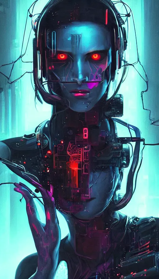 Prompt: I have no mouth and i want to scream, cyberpunk angry gorgeous goddess, alterd carbon, shot from a movie, neon, fibonacci, sweat drops, insane, intricate, highly detailed, digital painting, artstation, concept art, smooth, sharp focus, illustration, Unreal Engine 5, 8K, art by artgerm and greg rutkowski and alphonse mucha