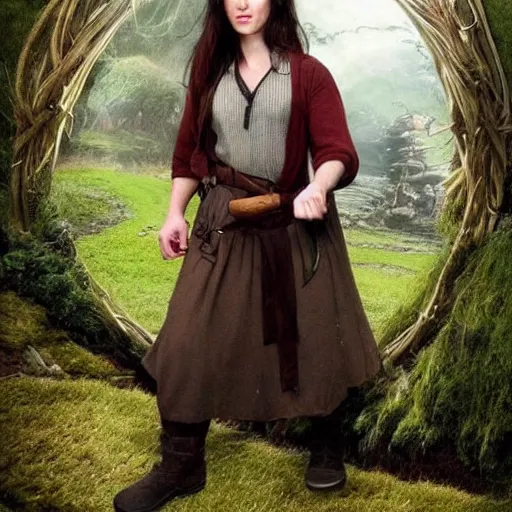 Image similar to a female hobbit that looks like megan fox