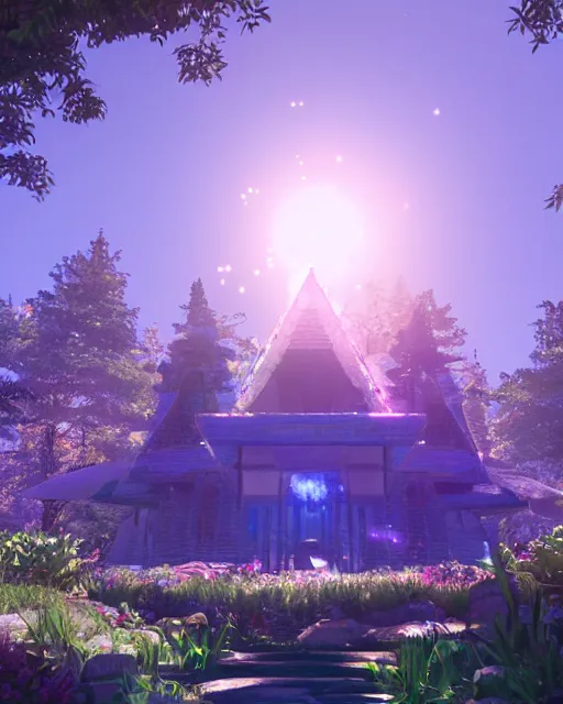 Image similar to a beautiful holograph of crystal castle by makoto shinkai, unreal engine, dreamlike, reflection, soft lighting, gems, prism, iridescence