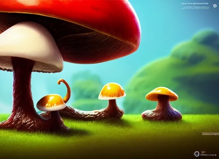 Image similar to a cute dr seuss creature sitting next to a mushroom, dof, artgerm lau, wlop, rossdraws, artstation, cgsociety, concept art, octane render, unreal engine, 4 k, 8 k