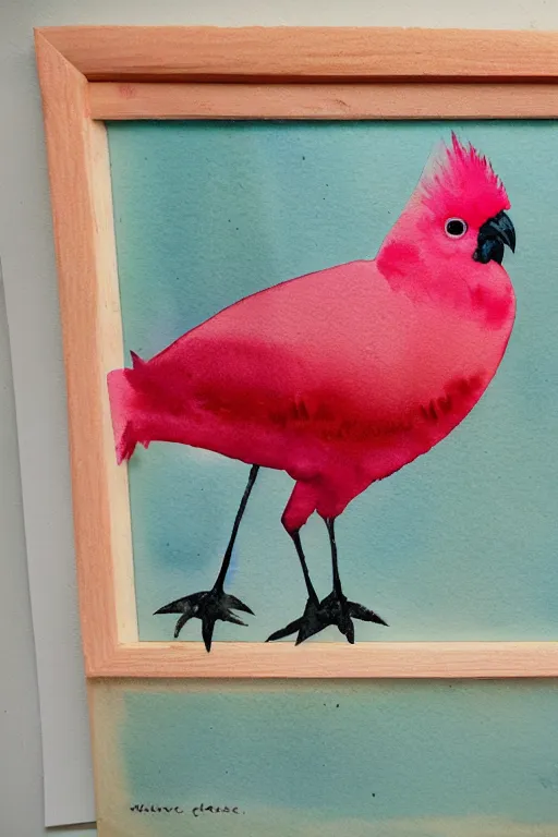 Image similar to a watercolor painting of a galah in a light wooden frame