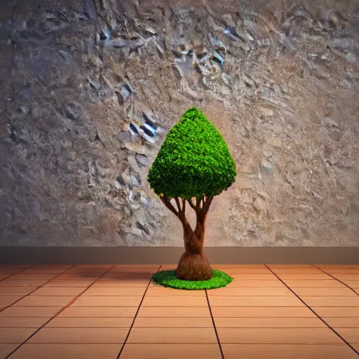 Prompt: a chubby cute tree, 3 d illustration, isometric, 1 0 0 mm, octane render, studio lighting