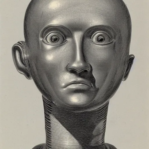 Image similar to head of a robot ( c. 1 8 8 0 - c. 1 8 9 2 ) drawing in high resolution by otto eerelman, with a back ground that starts off grey and gets darker the further down it goes