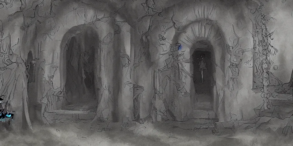 Prompt: Portal to hell in a cemetery, digital painting, demons and sin