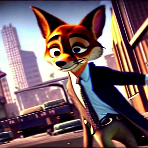 Image similar to max payne 4 set in zootopia