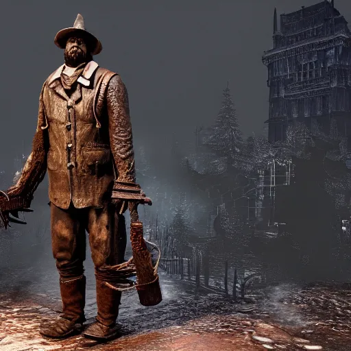 Prompt: a 3 d model of paul bunyan found in the game files of bloodborne