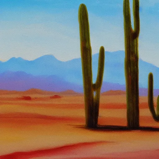 Prompt: a painting of a landscape in the desert by bob ross