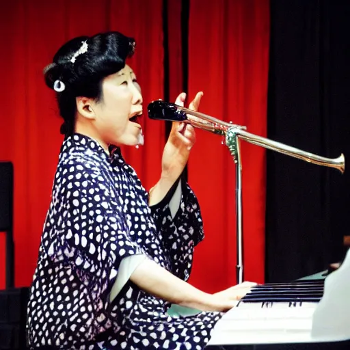 Prompt: a jazz singer in japan during a stage show