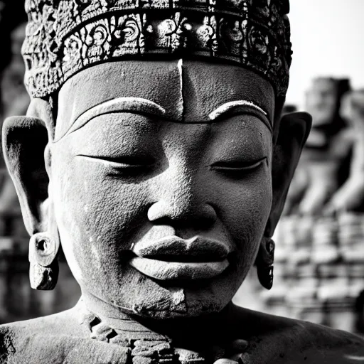 Image similar to angkor thon, asuras, giant, right profile, photorealistic, photography hight quality, sharp, stones, award winning photography, canon, thierry rouzier