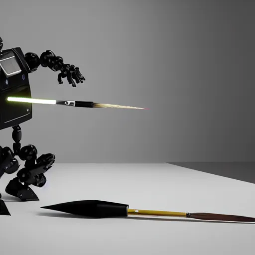 Prompt: photo of a minimalist robot using a paintbrush, beautiful lighting, sharp, details, hyper-detailed, HD, HDR, 4K, 8K