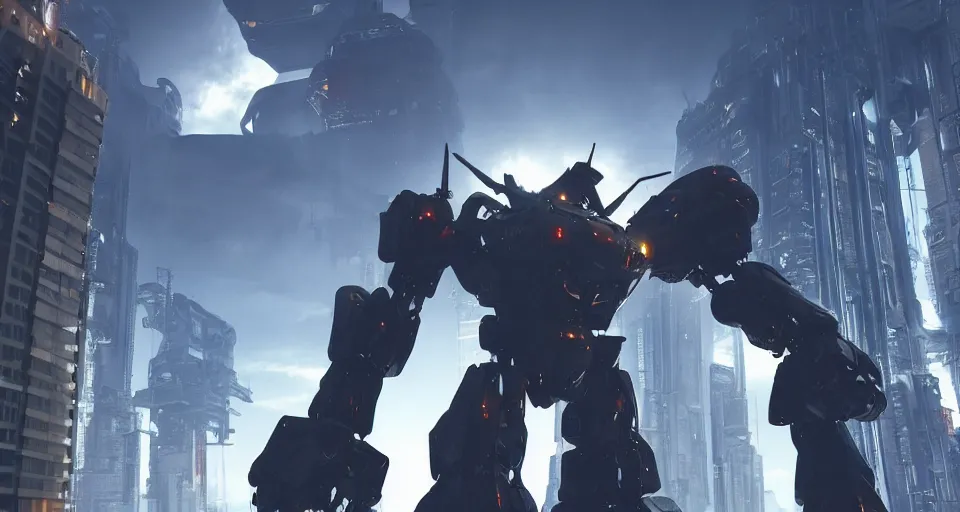 Prompt: a photo of a giant mech towering over astronauts in a futuristic city, ultra realistic, hyper - detailed, unreal engine, raytraced lighting,