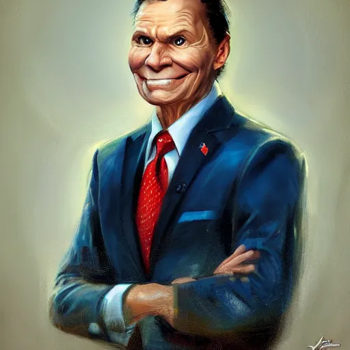 Prompt: uncanny valley portrait of kenneth copeland, by jon mcnaughton zdzisław artstation